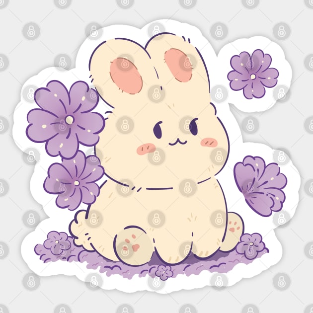 Cute Sakura Bunny | Purple | Modesadraw Sticker by ModesaDraw